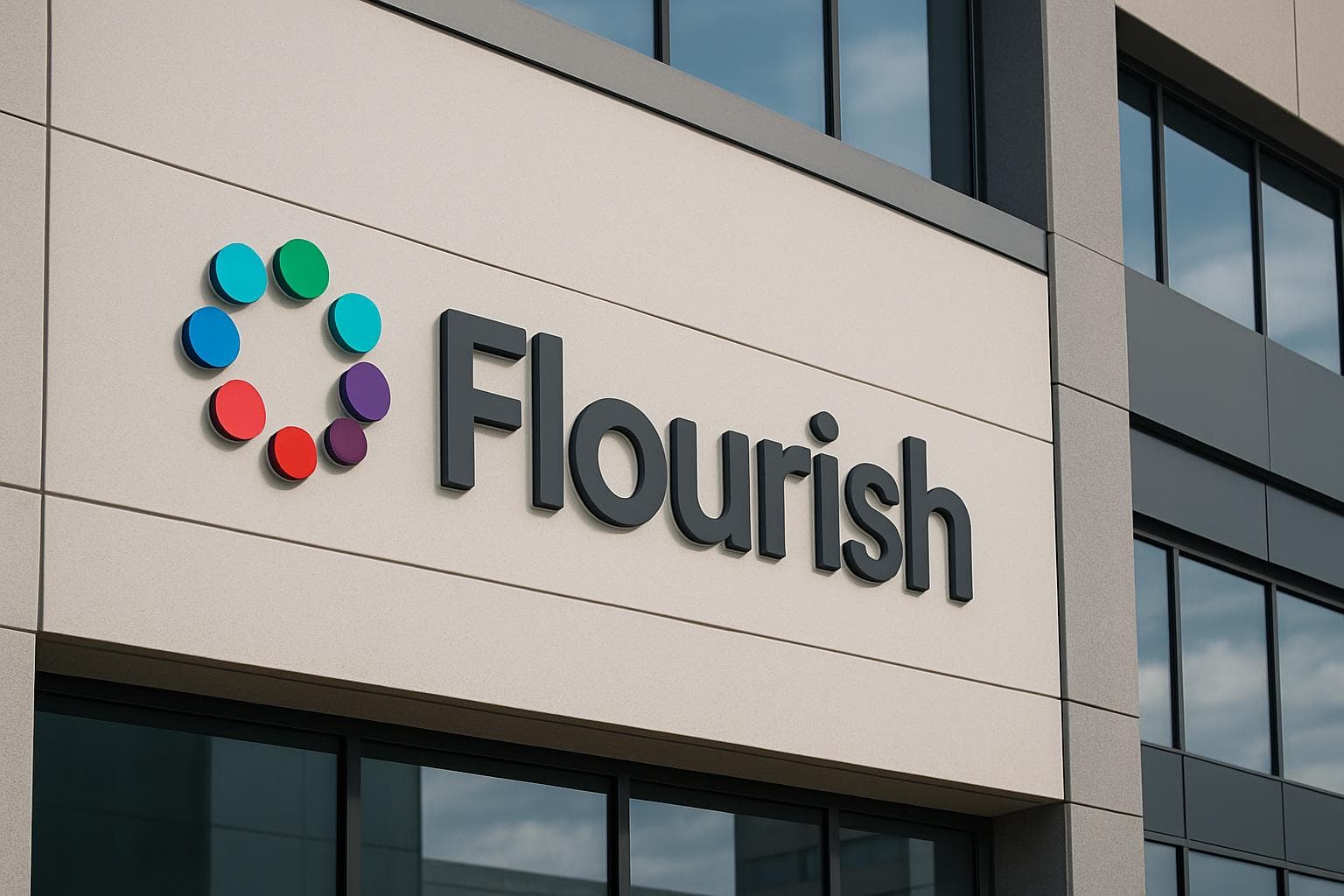 Flourish data visualization platform logo displayed on a professional editorial background