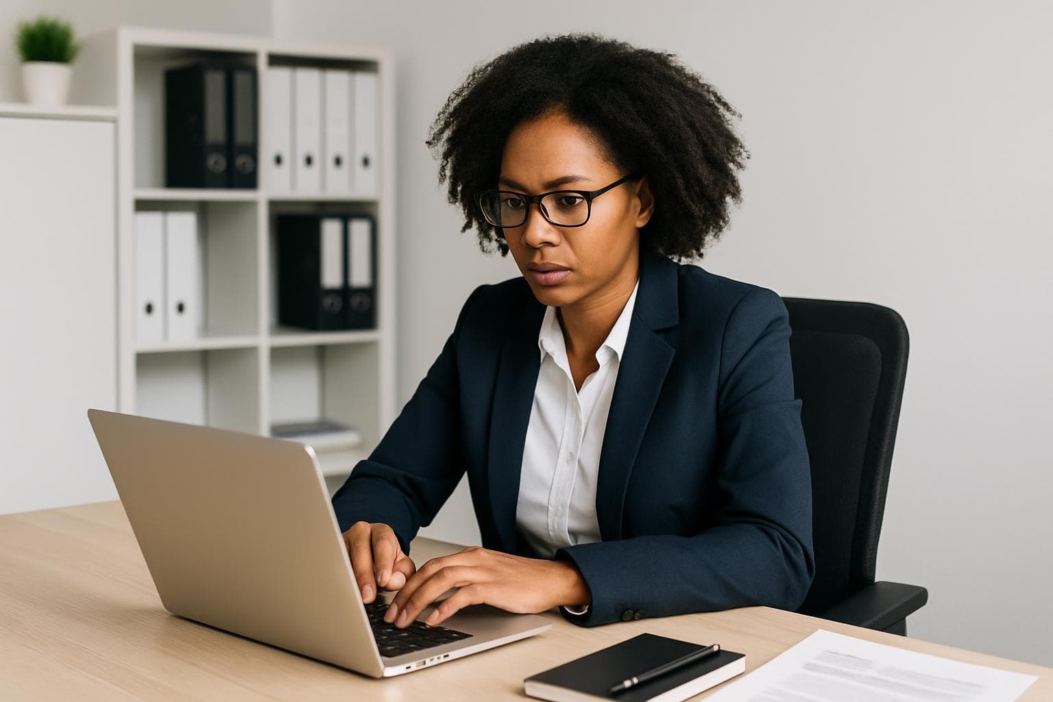 Professional workspace setting representing business reporting and data visualization with Notion